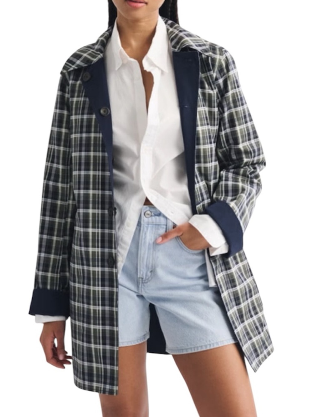 Abercrombie & Fitch Reversible Cotton Button Front Closure Mac Coat Size XS